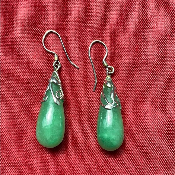 Ross-Simons Jade Teardrop Earrings in Sterling Silver - Picture 2 of 6